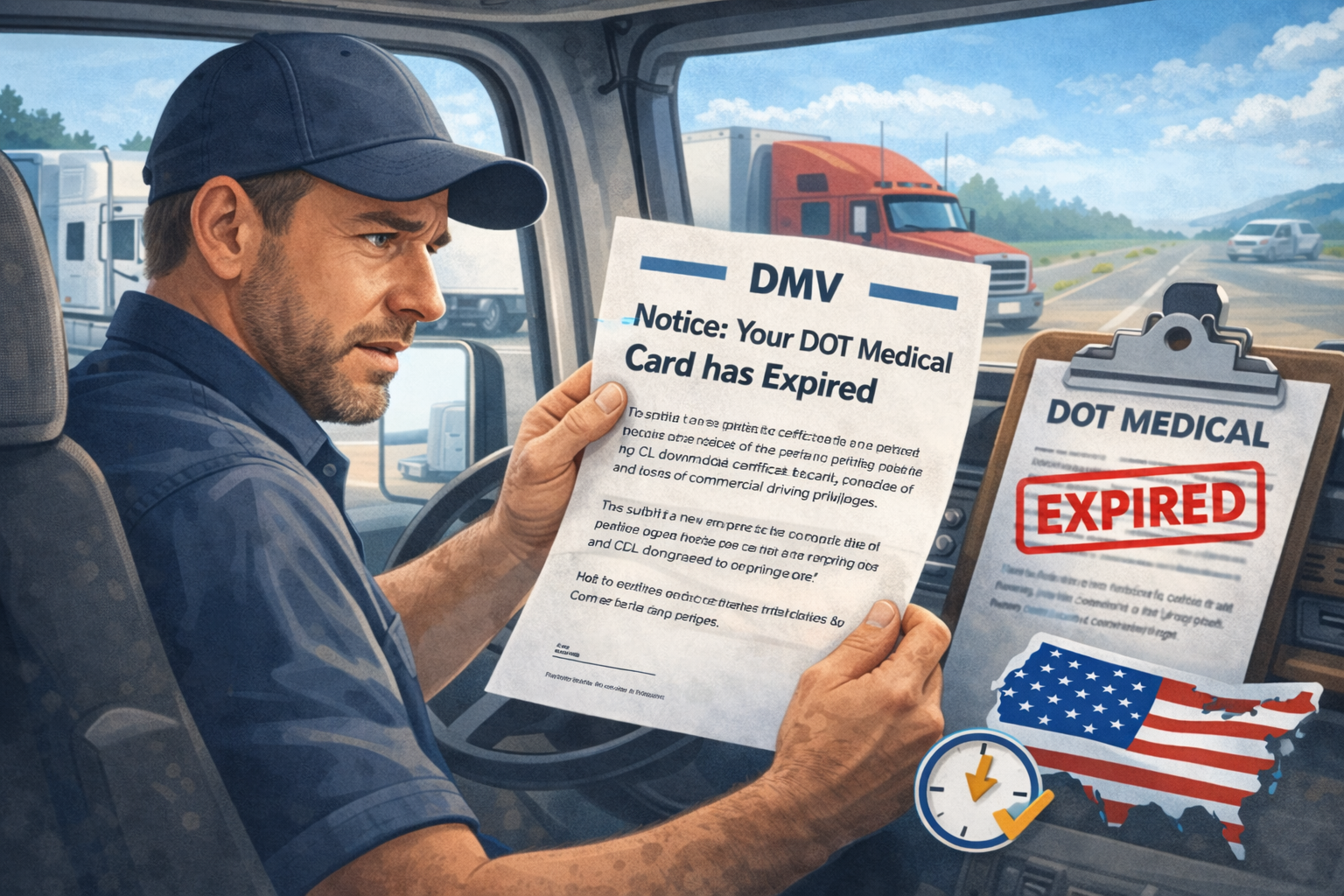 Commercial driver wondering if he can still drive with an expired DOT medical card