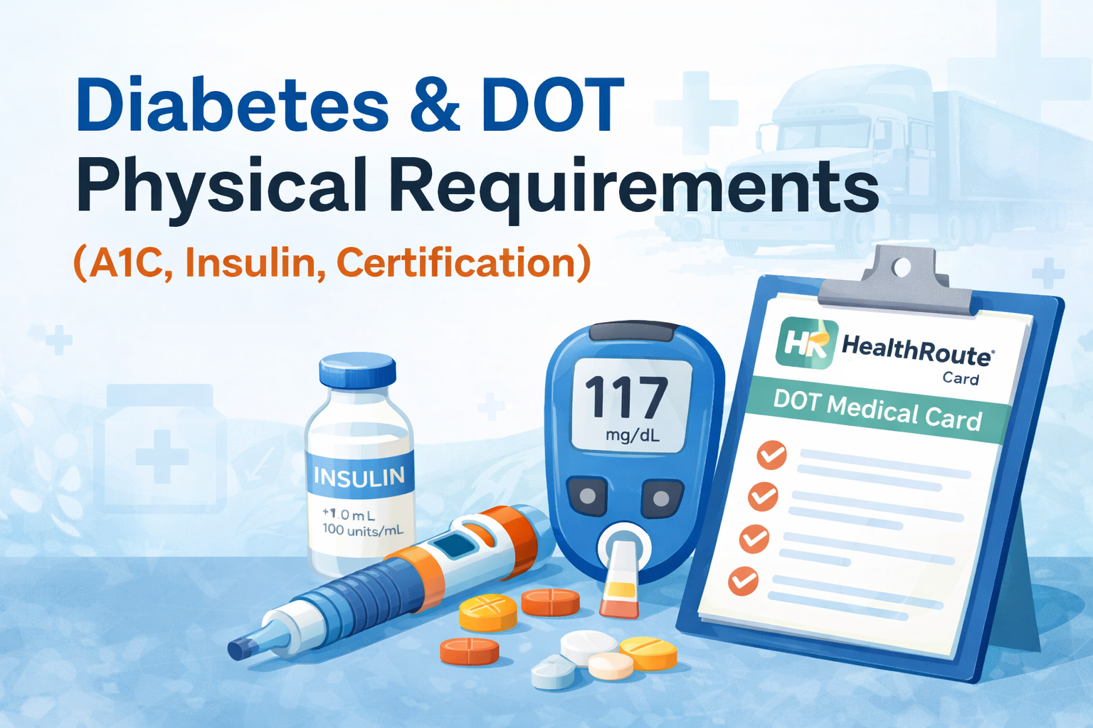DOT physical diabetes requirements for CDL drivers: A1C, insulin, and medical card certification