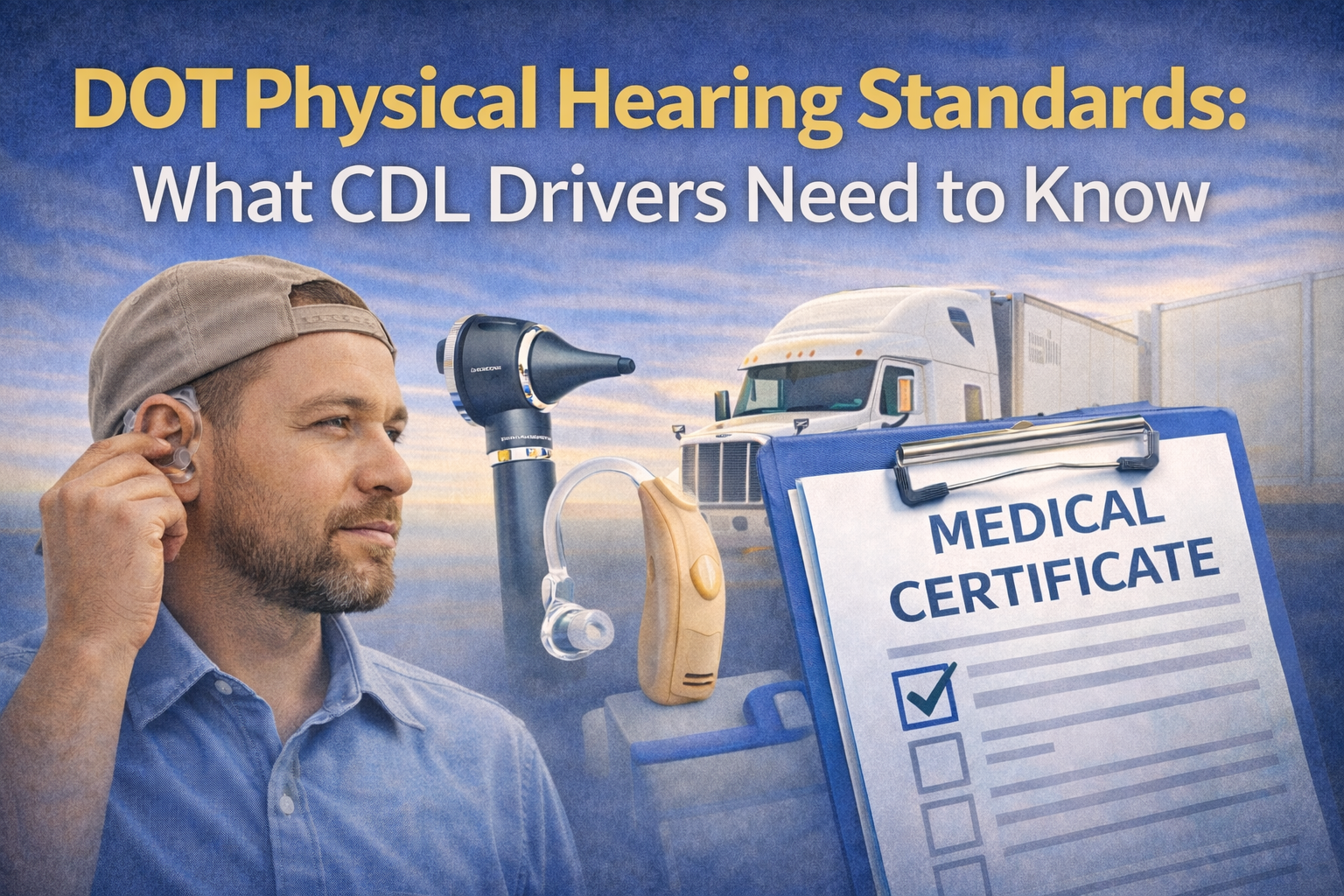 DOT physical hearing standards for CDL drivers with hearing aids and hearing test information