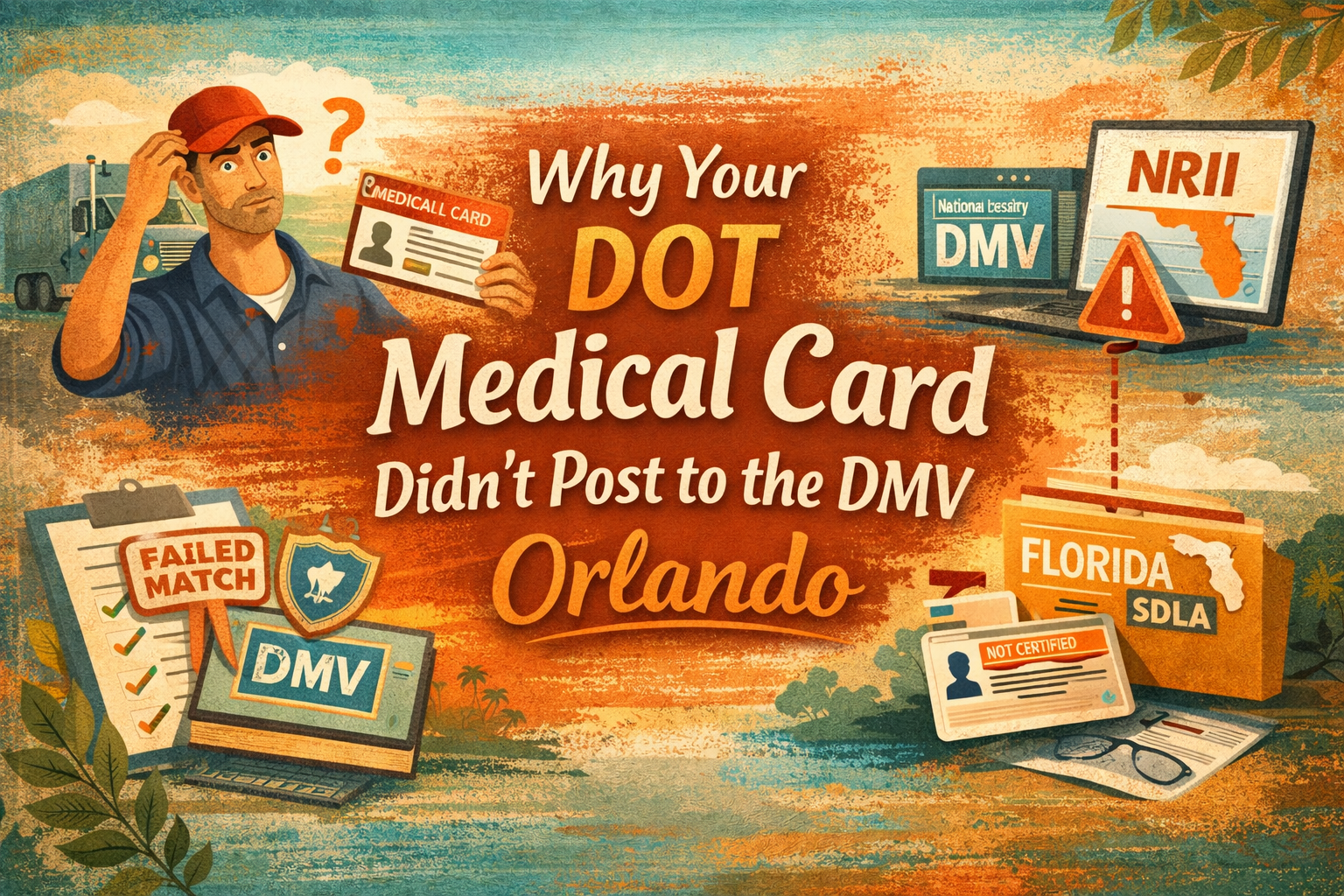 DOT Physical Orlando medical card not posted to DMV under NRII electronic transmission