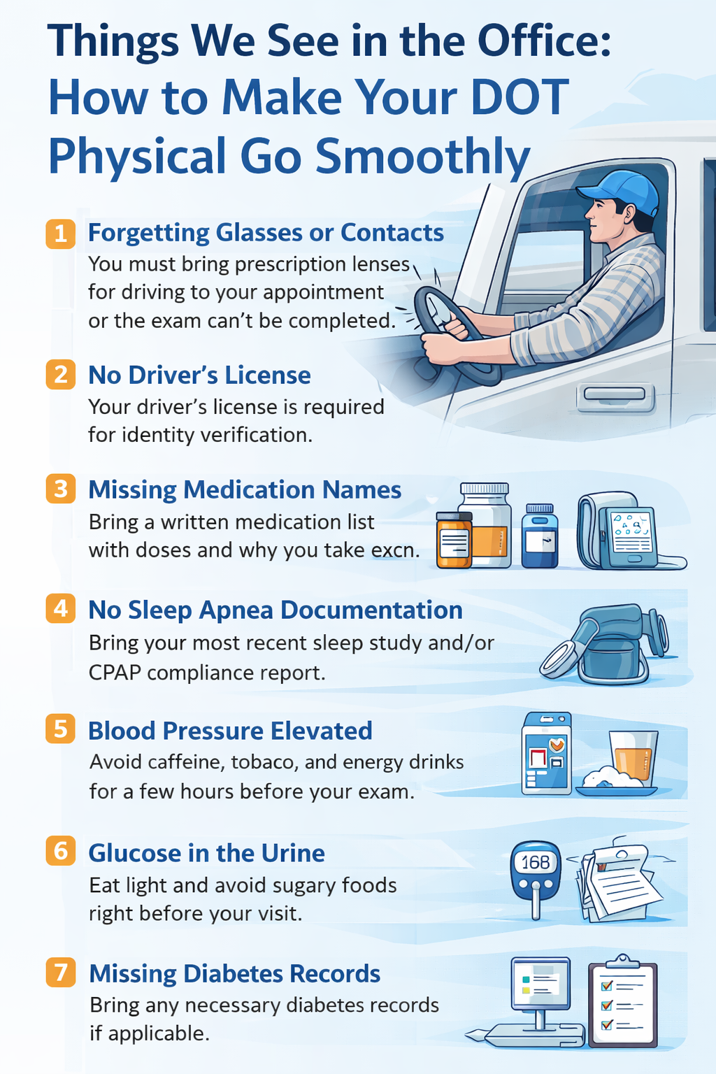 Tips to help CDL drivers prepare for a DOT physical and avoid delays