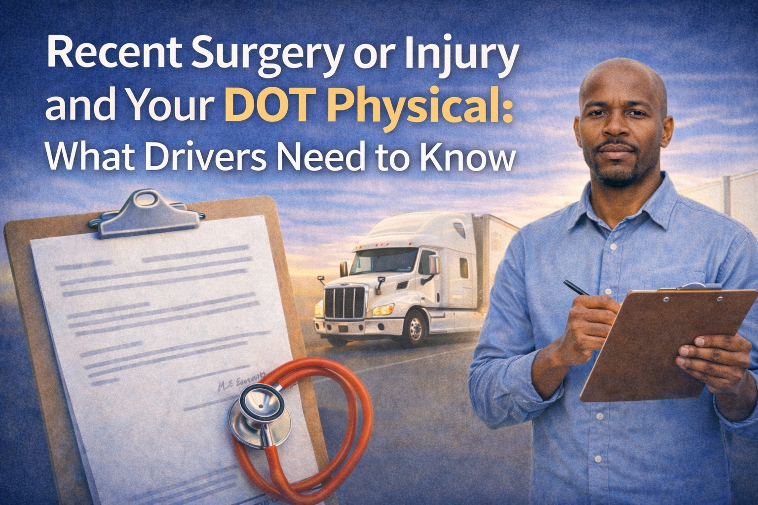 CDL driver returning after surgery or injury and preparing for DOT physical with medical paperwork