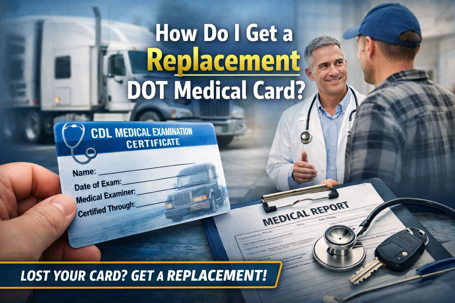 Driver holding DOT medical card paperwork