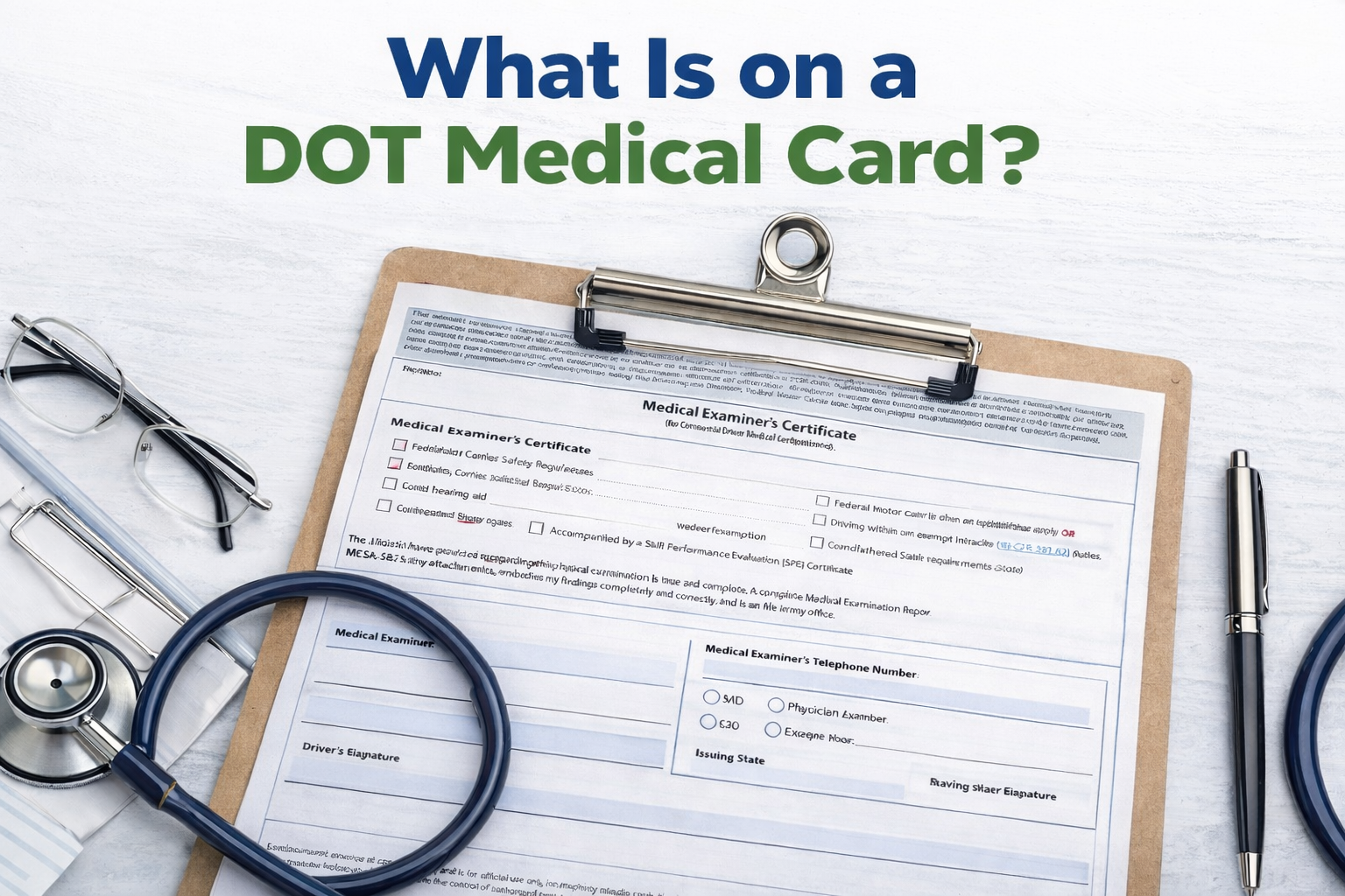 DOT medical examiner certificate showing expiration date, interstate qualification, and driver restrictions
